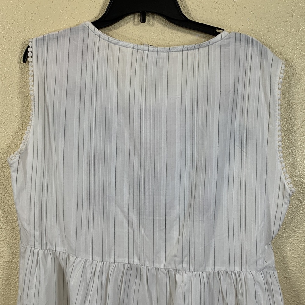 Knox Rose Top Blouse White Brown Embroidered M Light Weight Sleeveless Tiered - Picture 13 of 14